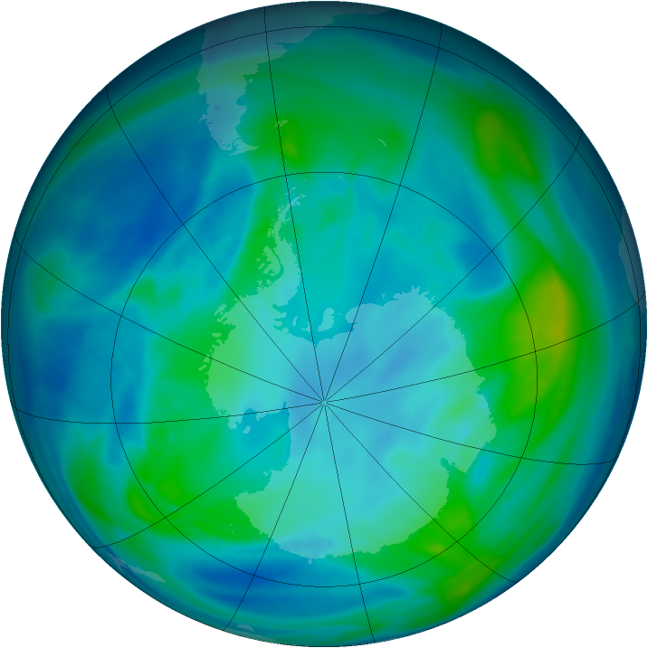 Antarctic ozone map for 22 April 2008